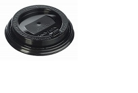 Крышка пластиковая черная  D90 мм (для стаканов 300, 400мл) с клапаном